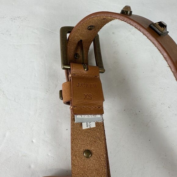 J. Crew Women's Belt Size XS 36” Studded Cognac Brown Boho Hippie Festival Belt - Picture 4 of 7